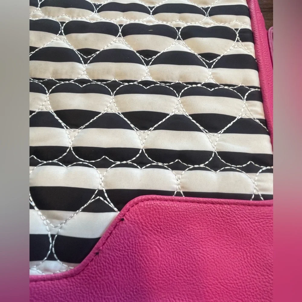 Betsey Johnson Pink and Black Quilted Laptop Bag